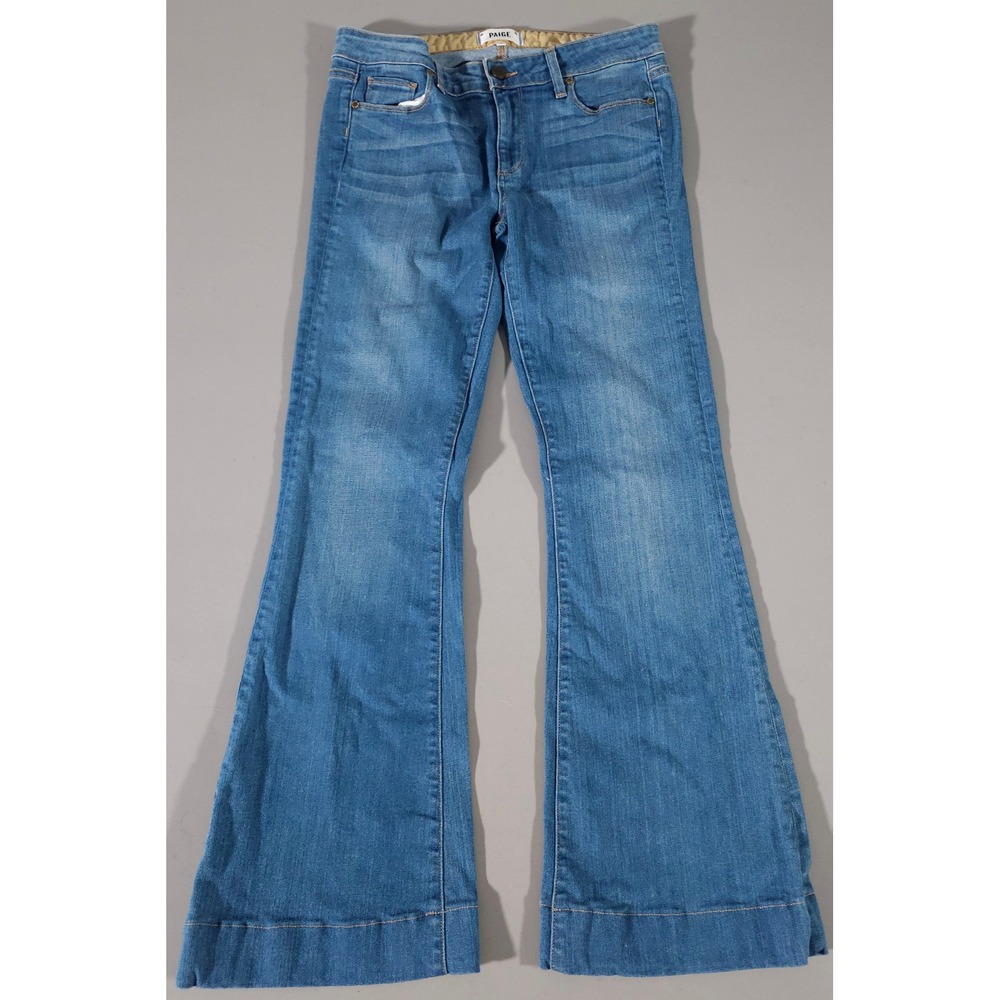 Paige Fiona Flare Jeans Women 30 Blue Denim Medium Wash Stretch Made in USA